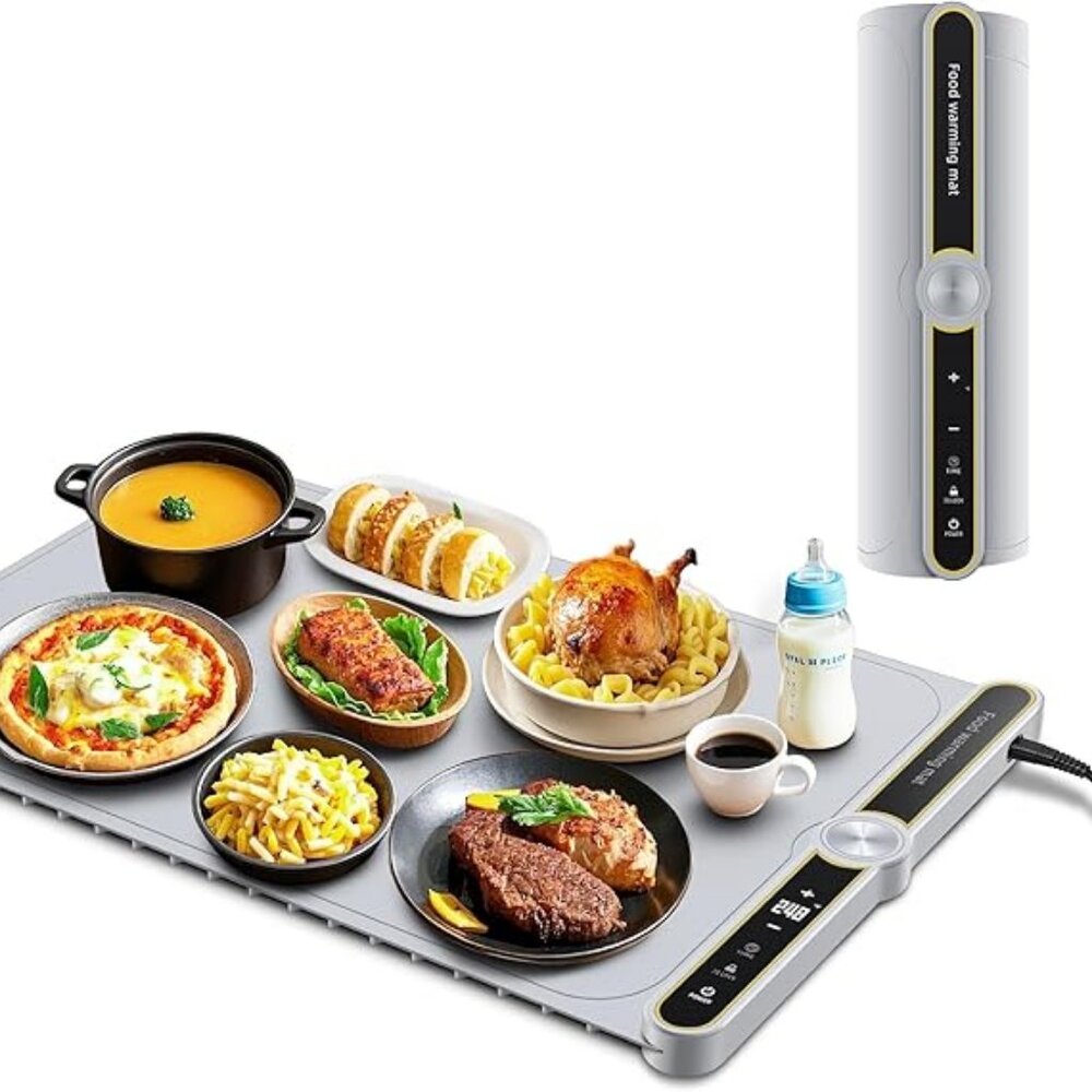 Warming Mat for Food, Food Warmer with 9-Temperature Adjustable, 1-6H Timer